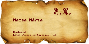 Macsa Márta névjegykártya
